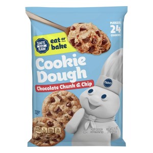 Pillsbury cookie dough, with "SAFE TO EAT RAW - eat or bake"