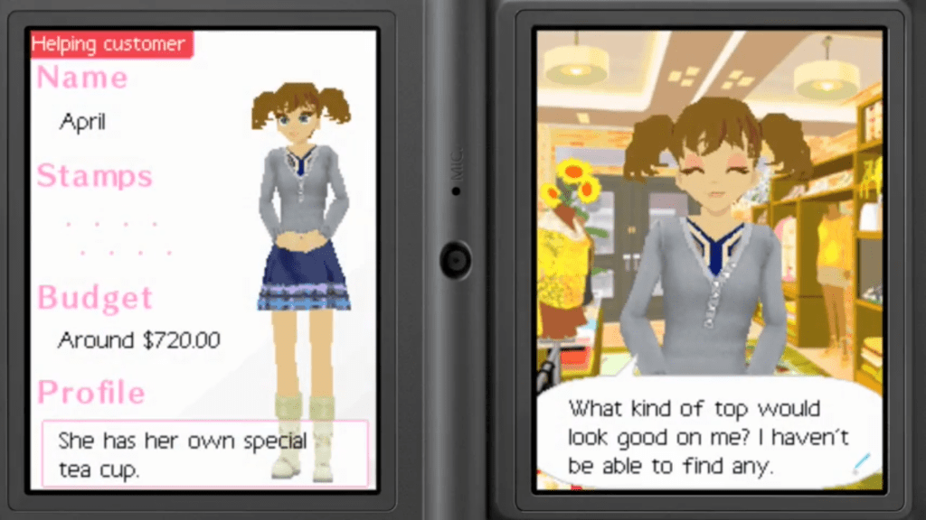 April: She has her own special tea cup
"What kind of top would look good on me? I haven't be able[sic] to find any."