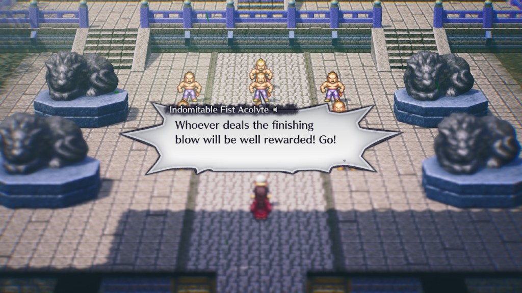 Indomitable Fist Acolyte: Whoever deals the finishing blow will be well rewarded! Go!