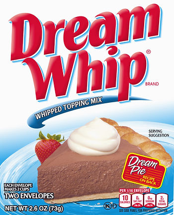 Dream Whip box art, featuring a chocolate 'dream pie'