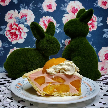 A slice of pie. The rabbits are here too.