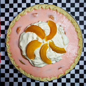 An overhead shot of a garnished pie