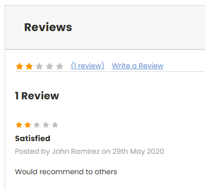 a lone review for the flags giving them two out of five stars, titled "Satisfied". the only other text says Would Recommend to others