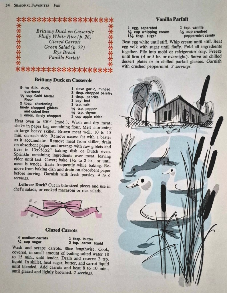 A recipe for Brittany Duck en Casserole, baked with giblets and liver